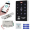 FUSYTULY WiFi Tuya Kit de Système de Contrôle d'accès Intelligent Imperméable à l'eau 125KHz 13.56MHz Clavier RFID + Serrure de Porte électrique + Alimentation DC12V + Porte - clés 15pcs