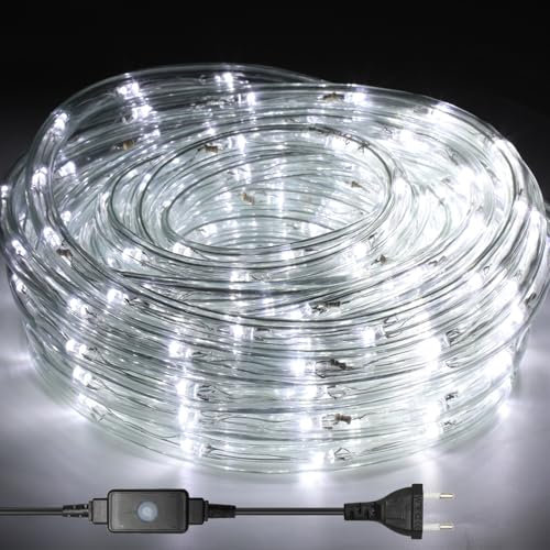 Jopassy LED Lichterschlauch Außen, 10m 240 LEDs Lichtschlauch, Wasserfest LED Schlauch, mit Timer & 8 Modi Lichtschlauch,für Außen Innen Party Hochzeit Weihnachten Dekolicht (Kaltweiß)