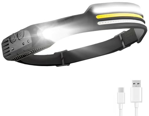 YUNYODA Stirnlampe LED, USB Wiederaufladbar Kopflampe Superhell mit 3 Modi [Weiß+ Rot + Gelb Licht ] für Kinder Erwachsene, IPX4 Wasserdichte LED Headlight für Laufen/Campen/Joggen/Angeln