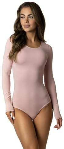 Alkato Damen Body Langarm | Alkato Bequemer Damen Langarm Baumwolle Body mit Rundhalsausschnitt und Druckknopfverschluss