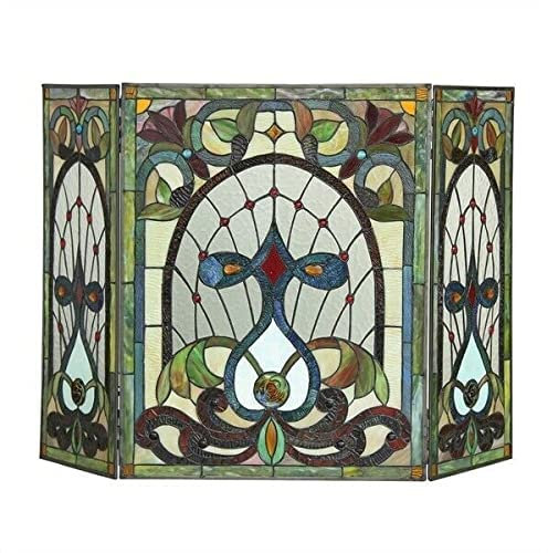 Kaminschirme, Buntglas-Kaminschirm, viktorianisches Design, Heimdekoration, Kaminschirm, Flache Kaminschirme, dekorativ