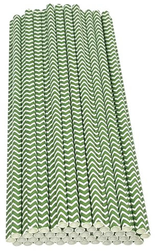 Haobase 50Pcs Paper Drinking Straws, Biodegradable Paper Straws for Drinking Cocktail, Coffee, Cold Drinks (Ripples Pattern) (Dark Green Ripples)