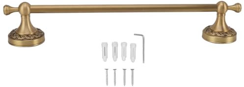 Cyrank Handtuchhalter Für Badezimmer Zur Wandmontage, 40 cm Badezimmer-Accessoires aus Antikem Messing, Handtuchstangen-Set aus Gebürstetem Messing, Badezimmer-Handtuchhalter, Wandmontage(Gold)