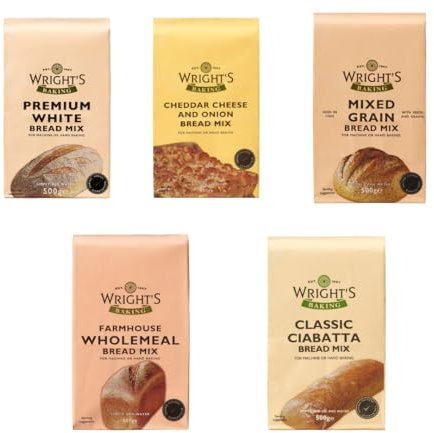 Wright's selection pack | Premium White Bread Mix | Mixed Grain Bread Mix | cheddar and onion bread mix | Wholemeal bread mix | Ciabatta Bread Mix