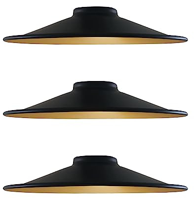 3er-Pack nicht-elektrische Lampenschirme im Vintage Metall Retro Stil, einfach zu montierender schwarzer, goldener Lampenschirm für Wohnzimmer, Schlafzimmer, Küche, Café und Restaurant (Stil 4)