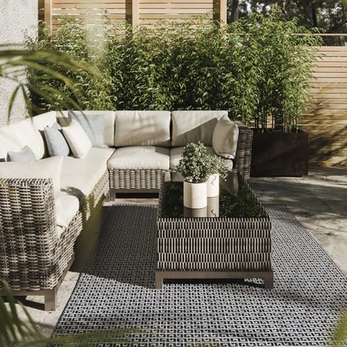 Interiyou Outdoor Teppich Wetterfest Lome - 120x170 cm Blau - Wasserfest für Balkon, Terrasse, Garten - Outdoorteppich passend auch für Wohnzimmer, Schlafzimmer und Küche - Aussenteppich