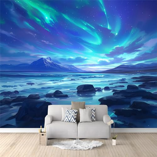 Art Fototapete Nordlichter Muster 400 x 280 cm Vlies Tapeten Moderne Luxurious Wandtapete Wohnzimmer Schlafzimmer Tapete