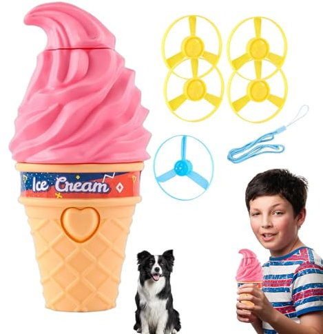 Genérico Juguete Giratorio, Juguetes voladores para niños | Platillo con iluminación en Forma de Helado Fresco | Platillo con Forma de Helado para Juegos de Captura Exterior, Juguete Vo