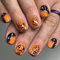 24pcs Halloween Press on Nails - Short Pumpkin Black Orange Stick-on Removable Glue-on Fake Acrylic Nails - Nail Art Accessories Gifts for Women