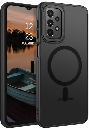 GUAGUA Schutzhülle für Samsung Galaxy A23, kompatibel mit MagSafe Galaxy A23, magnetisch, dünn, durchscheinend, matt, stoßfest, Kratzfest, für Samsung Galaxy A23 5G/4G, Schwarz