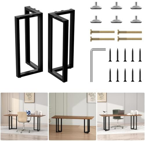 Anvuda Lot de 2 Pieds de Table en métal pour Banc - 45 x 72 cm - Cadre de Industriel - Patins de Table avec Trous pré-percés - pour Bureau, d'extérieur pour Banc
