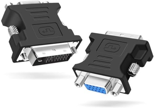 DVI to VGA Adapter, [2-Pack] 1080P High-Resolution DVI-I Male to VGA Female Converter, 24+5 Pin Video Connector for Monitor, Computer, Projector