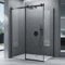 Mai & Mai Cabine de Douche en Angle Noir 100x140 avec Porte de Douche Coulissante Receveur de Douche Blanc Compris Rav19