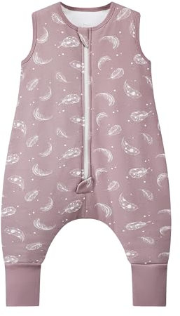 Owlivia 2.0 TOG Baby Schlafsack aus 100% Bio-Baumwolle mit Füßen - Ganzjähriger Komfort für Ihr Kleinkind, 2.0 TOG Feder Lavendel 80 cm (2 Jahre)