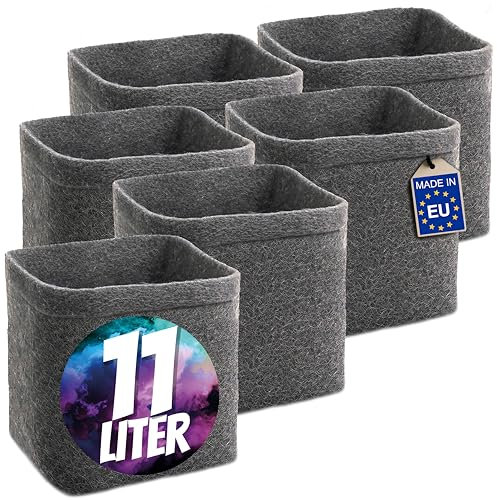 HOMEGROW24 Macetas de Cultivo con y sin platillos en un Juego, macetas cuadradas de Fieltro de 11 L Cada una, macetas de Tela para el Cultivo y la cría de Plantas de Cannabis, (6 macetas de Fieltro)