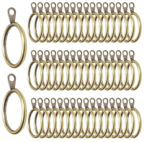 Gardinenringe aus Metall, 38 mm, Messing, Vorhangringe, antikes Messing, Vorhangringe zum Aufhängen von Fenstervorhängen und Stangen, Vorhangösenringe, 50 Stück