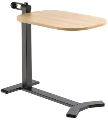 Spacetronik Beistelltisch Couch Höhenverstellbar 585–985 mm, Beistelltisch C Form, Mobiler Couchtisch mit verdeckten Rollen - Laptoptisch für Couch, Bett, Homeoffice, 60x40 cm (Schwarz/Holz)
