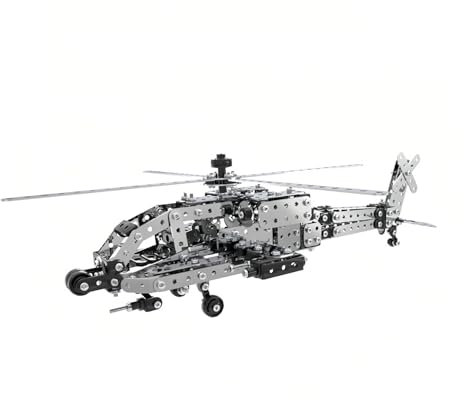 Larcele 3D Metall Puzzle Militär Modellbausätze, DIY Montage Militär Kampfschiff Gebäude Miniatur Jigsaw Puzzles KJPZ-04 (Apache Hubschrauber)