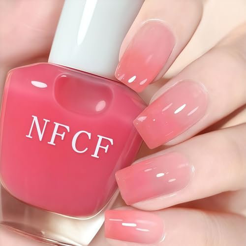 Nude Nail Polish, Jelly Pink Nail Polish, Light Pink Quick Dry Breathable Pastel Nail Varnish, Spring Summer Long Lasting No UV Needed DIY Nail Art Manicure for Women