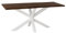 Liadomo Esstisch 120x80 Isa Nuss, Baumkantentisch, Akazie Massivholz Tisch, 26mm Tischplatte Lackiert, Robust & Pflegeleicht, Unikat, Spider-Gestell Metall weiß