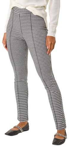 Roman Pocket Detail Stretch Ponte Trouser for Women UK - Ladies Everyday Autumn Winter Round Neckline Comfy Soft Evening Vacation Work Party Night Out - Monochrome - Size 14