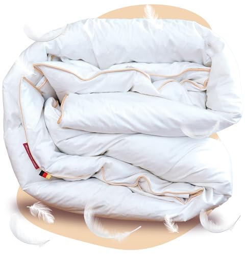 EVAN BROWNS Winter Federbettdecke 135×200 Made in Germany | Extra warm • 90 % Federn & 10 % Daunen • Baumwolle • DOWNPASS