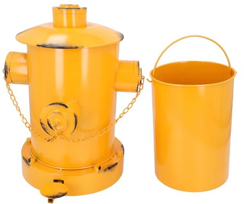 Poubelle décorative de Style Industriel rétro, Poubelle intérieure et extérieure en Fer avec Seau pour Jardin, Maison, Cuisine (Jaune)