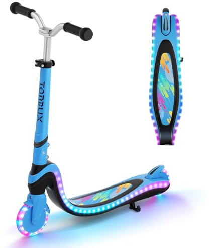 TONBUX Roller Kinder für 3–12 Jahre, Kinderroller mit Cool Beleuchteten Deck und PU-Rädern, 3-Stufig Höhenverstellbarer Scooter mit Ständer, Leicht Roller Kinder 3 Jahre