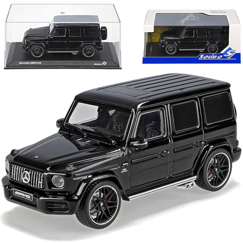 alles-meine.de GmbH Mercedes-B G-Klasse G63 AMG W464 Obsidian Schwarz Metallic Neue Generation Ab 2022 1/43 Solido Modell Auto mit individiuellem Wunschkennzeichen