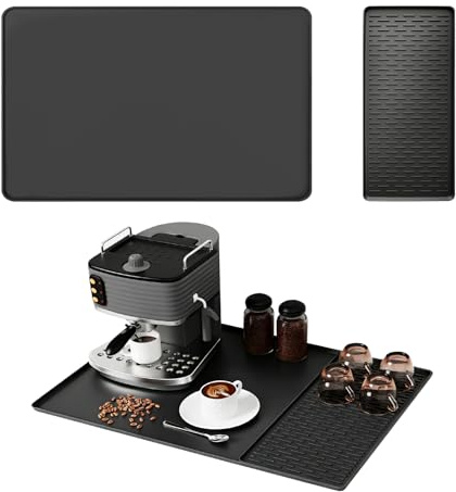 Alfombrilla Cafetera, Bandeja Escurreplatos 60x40 Alfombrilla Escurreplatos | 2 en 1 con Alfombrilla de Goteo, Antideslizante Resistente al Calor, Fácil Limpiar, para Máquina de Café, Cocina