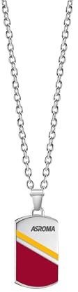 Clondo Halskette Herren Damen AS Roma aus Edelstahl – offizielles Fußballprodukt – Schmuck mit Logo – elegante Geschenkidee für gelbe Fans – Jungen und Mädchen