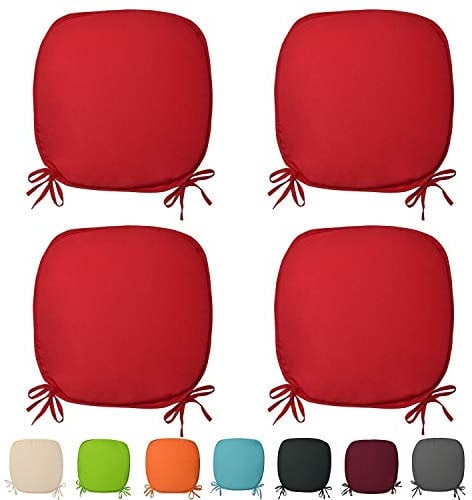 Set Of 4 Beautiful REMOVABLE ,Foam,Dining Garden Chair Cushion Seat Pads With Ties (Red)