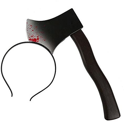 Lizzy Halloween Scary AXE THROUGH HEAD HEADBAND Prop Fake Bloody Band Hair Costume UK