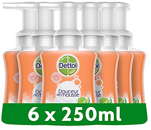 Dettol Mousse lavante pour les Mains - Parfum Fleur d'Oranger - Savon avec Action Antibactérienne - (6 Savons 250 ml)