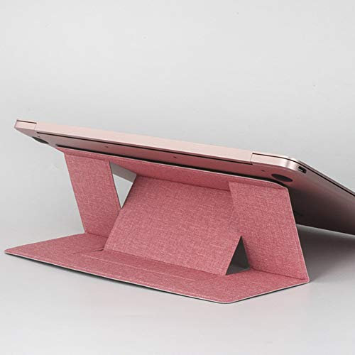 Ultra-Thin Integrated Folding Laptop Stand Invisible Laptop Computer Stand Tablet Stand Adjustable Ergonomic Desktop Stand Holder Laptops Bed Tray for Desk MacBook Notebook PC Tablet (Pink)