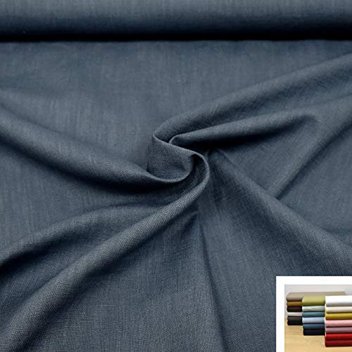 MAGAM-Stoffe Julia 100% Leinen Stoff uni Oeko-Tex Meterware 50cm (17. Alt-Blau)