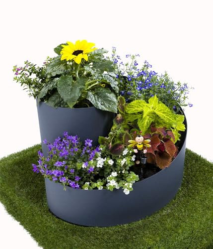 Jardinion Kräuterspirale Pflanzspirale Gewürzspirale 35cm x Ø55cm Grau, Kräuterschnecke, Beet, Kräutergarten, Kräuterturm, Gartendekoration, Blumentreppe, Hochbeet