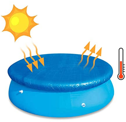 Maritown Swimming Pool Cover 6ft 8ft 10ft 12ft Round Solar Paddling Pool Cloth Dustproof Rainproof Waterproof Hot Tub Lid Inflatable Frame Pool Dome