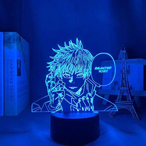Anime 3D Illusion Licht Jujutsu Kaisen Satoru Gojo LED Nachtlicht für Schlafzimmer Dekor Atmosphäre Geburtstagsgeschenk-16 Farbe mit Fernbedienung