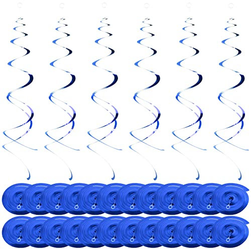 NATUCE 30 Stück Folien Party Hängend Wirbel Dekorationen, Deckenhänger Spiral Girlanden Wirbel Deko Wirbel deckenhänger Luftschlangen für Hochzeit,Weihnachten,Geburtstag, Junge und Mädchen (Blau)