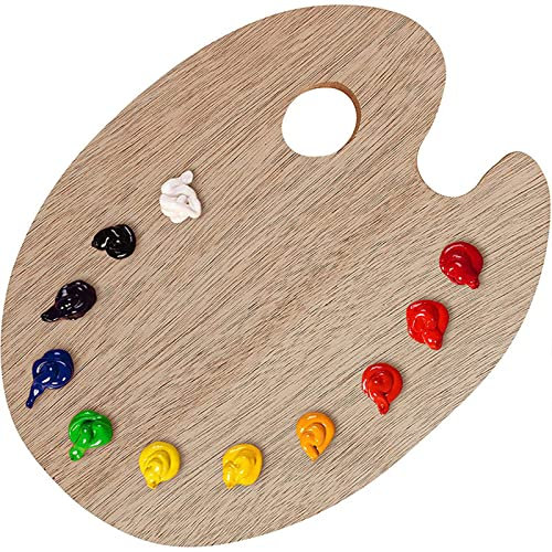 Palette de Peinture,Palette d'artiste,Palette Ronde,Dessin d'enfants,Palette Peinture en Bois,Classique Palettes en Bois avec Trou,pour Peinture à l'huile l'acrylique,Palette Peinture