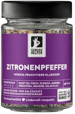 Bremer Gewürzhandel Zitronenpfeffer, geschrotet, leckere Zitrus-Note für Fisch, asiatische Gerichte und Salatdressings, 85g im Glas