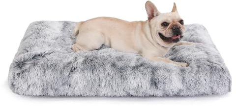Bedfolks Waterproof Dog Crate Bed, Plush Large Dog Pad, 35x23, Dark Grey