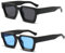 Rechteckige Vintage Sonnenbrille Damen-Y2k mit UV400 Schutz Trendige Quadratischem Rahmen Schwarz Blau