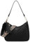 VASCHY Sac Bandoulière Femme, Petit Sac à Main Femme Bandoulière en Cuir PU Chevron Matelassé Croissant Élégant Sacs Portés Épaule sous le Bras avec 2 Bretelles Amovibles Noir