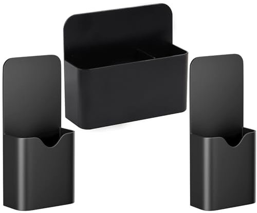 Magnetisch Stifthalter,3 Stück Magnetische Marker Halter Magnetische Aufbewahrungsbox Stifthalter Organisationshalter Whiteboard Schwamm Stiftehalter für Kühlschrank Whiteboard Schließfach (Schwarz)