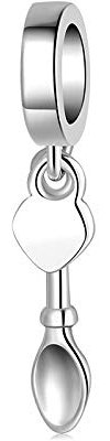 KPERXIS 925 Sterling Silver Cute Tableware Spoon Charm Exquisite Pendant Beads Jewelry Making Suitable Charm Bracelet