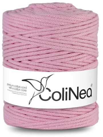 ColiNea Baumwollkordel mit Baumwollkern 5 mm 200m Baumwollgarn DIY Makramee Stricken Cotton Cord ideal für Makramee Handwerk Baumwollseil für Basteln (Rosa)