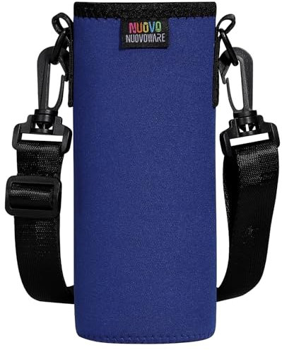 Nuovoware Water Bottle Carrier Bag, Premium Neoprene Portable Insulated Water bottle Sling Holder Bag 750ml with Adjustable Shoulder Strap for Men Women Hiking, Indigo