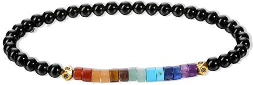 Carreneu Chakra Armband,Chakra Armband Echte Steine,Damen-Heilende Kristalle Perlenarmband-Reiki-Amulett,Spirituelles Geschenk, 1er-Pack